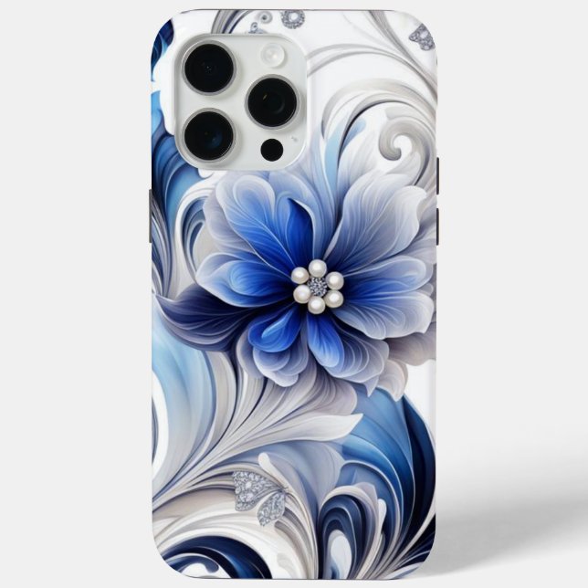 Coques Case-Mate iPhone Blue Floral Pastel Soft Design (Verso)