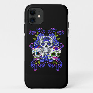 Case-Mate iPhone Case Blue Floral Triple Crâne de sucre Jour des morts