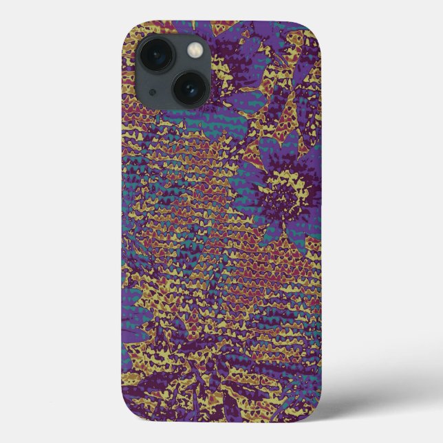Coques Case-Mate iPhone Blue flowers against leaf camouflage (Verso)