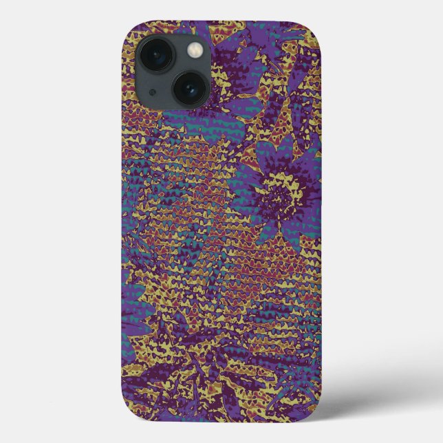 Coques Case-Mate iPhone Blue flowers against leaf camouflage (Verso)