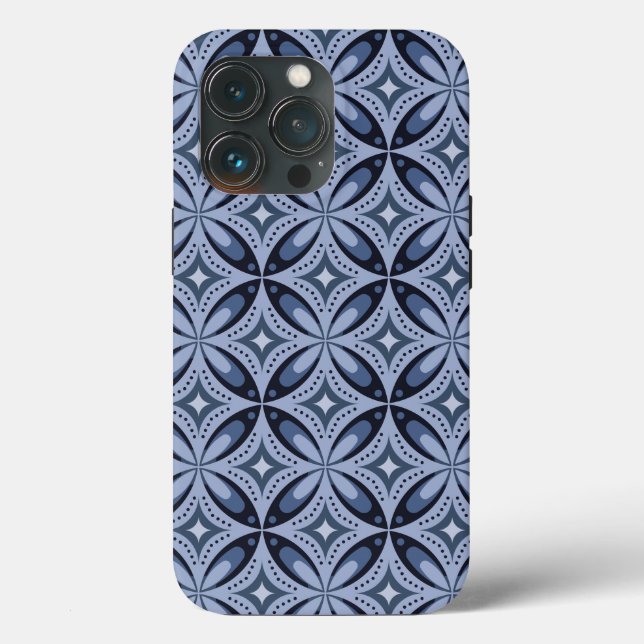 Coques Case-Mate iPhone Blue Geometric Pattern Retro Style (Verso)
