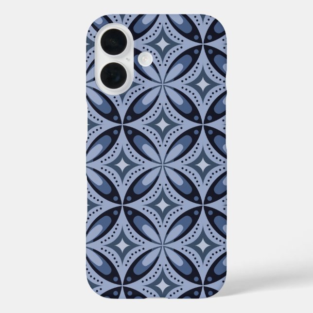 Coques Case-Mate iPhone Blue Geometric Pattern Retro Style (Verso)