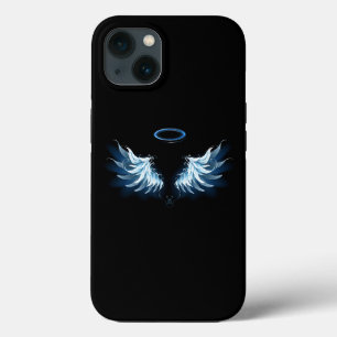 Case-Mate iPhone Case Blue Glowing Angel Wings on black background