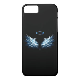 Case-Mate iPhone Case Blue Glowing Angel Wings on black background