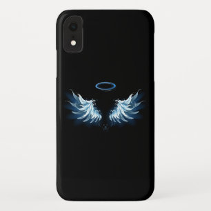 Case-Mate iPhone Case Blue Glowing Angel Wings on black background