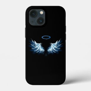 Case-Mate iPhone Case Blue Glowing Angel Wings on black background