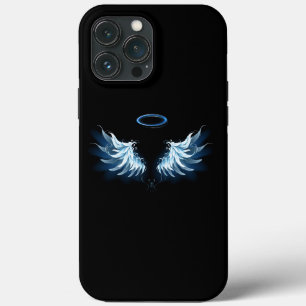 Case-Mate iPhone Case Blue Glowing Angel Wings on black background