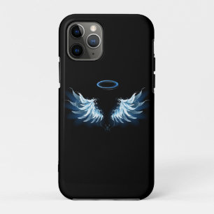 Case-Mate iPhone Case Blue Glowing Angel Wings on black background