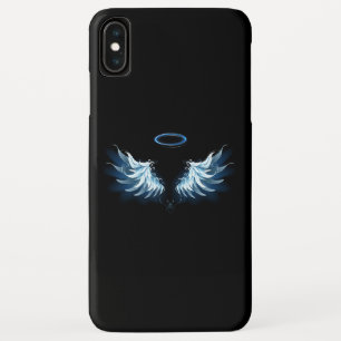 Case-Mate iPhone Case Blue Glowing Angel Wings on black background