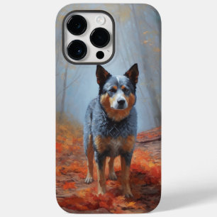 Coque Case-Mate iPhone Blue Heeler dans les feuilles d'automne qui tomben