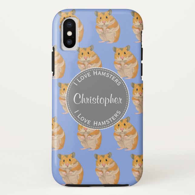 Coques Case-Mate iPhone Blue I love Hamsters Hamster Motif (Dos)