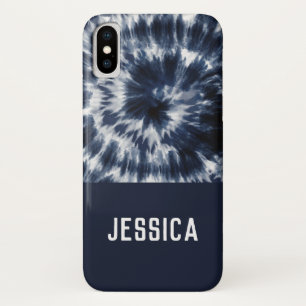 Case-Mate iPhone Case Blue Indigo Shibori Tie Dye Nom personnalisé