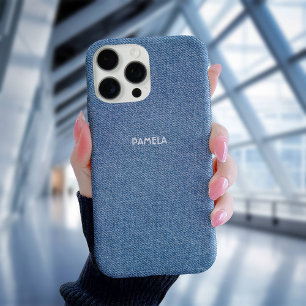 Coque iPhone 16 Pro Blue Jeans Denim Western Texturé Customisé