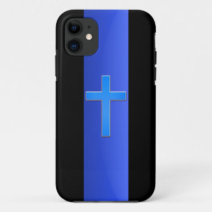 Coque iPhone 11 Blue Line et croix minces
