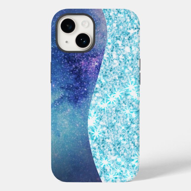 Coques Case-Mate iPhone Blue Luxury Moderne dégradé galaxie étoile parties (Verso)