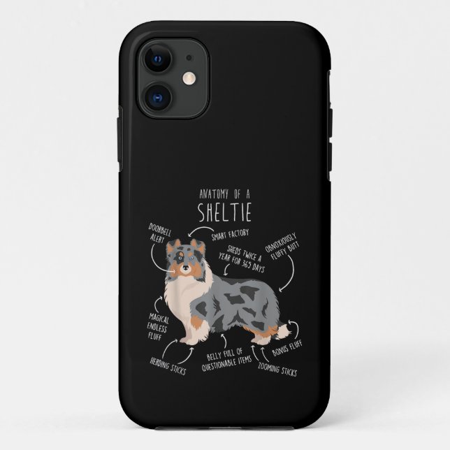 Coques Case-Mate iPhone Blue Merle Sheltie Shetland Sheepdog Anatomie, Fun (Dos)