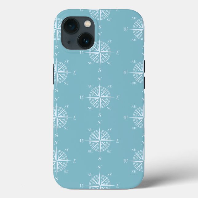 Coques Case-Mate iPhone Blue Nautical Sailing Compass (Verso)