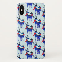 Blue Nordic Reindeer Pair Motif