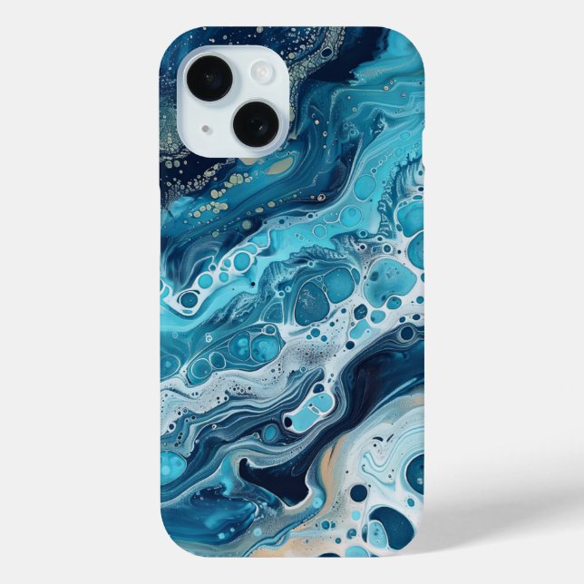 Coques Case-Mate iPhone Blue Ocean Paint Pour Abstrait Liquid Aesthétique (Verso)