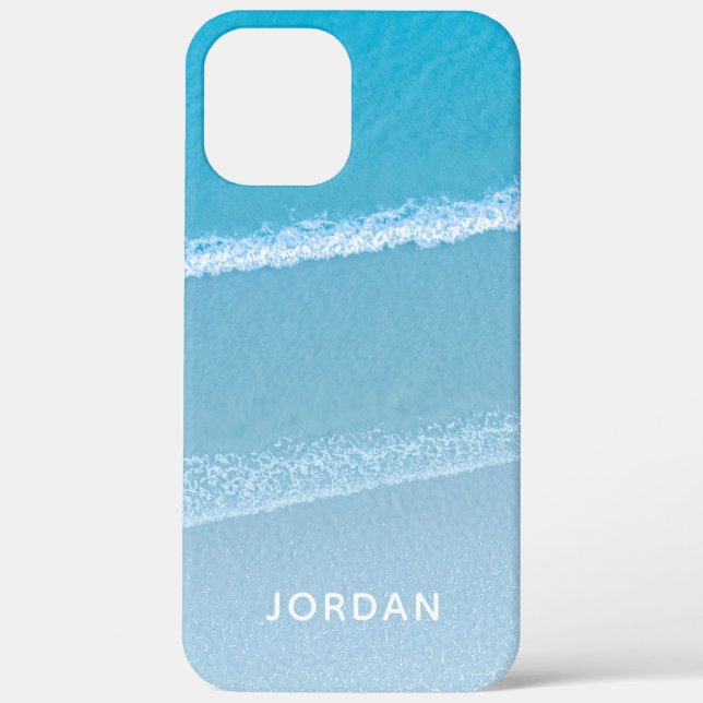 Coques Case-Mate iPhone Blue Ocean Waves Coque-coque iphone monogramme (Verso)