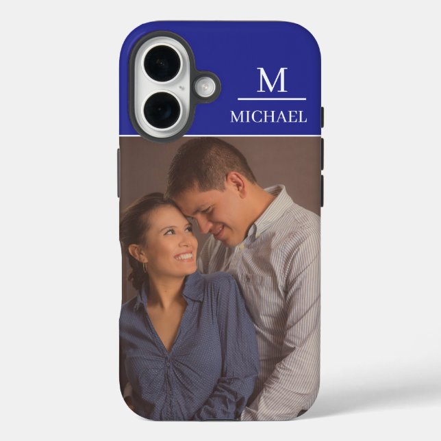 Coques Case-Mate iPhone Blue One Photo with Name and Initial  (Verso)