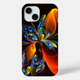 Coque Case-Mate iPhone Blue Orange Floral Moderne Art Abstrait Motif #03