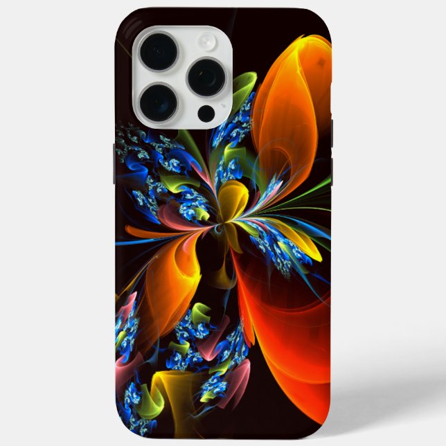 Coques Case-Mate iPhone Blue Orange Floral Moderne Art Abstrait Motif #03 (Verso)