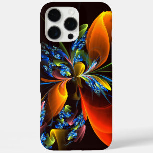 Coque iPhone 16 Pro Max Blue Orange Floral Moderne Art Abstrait Motif #03