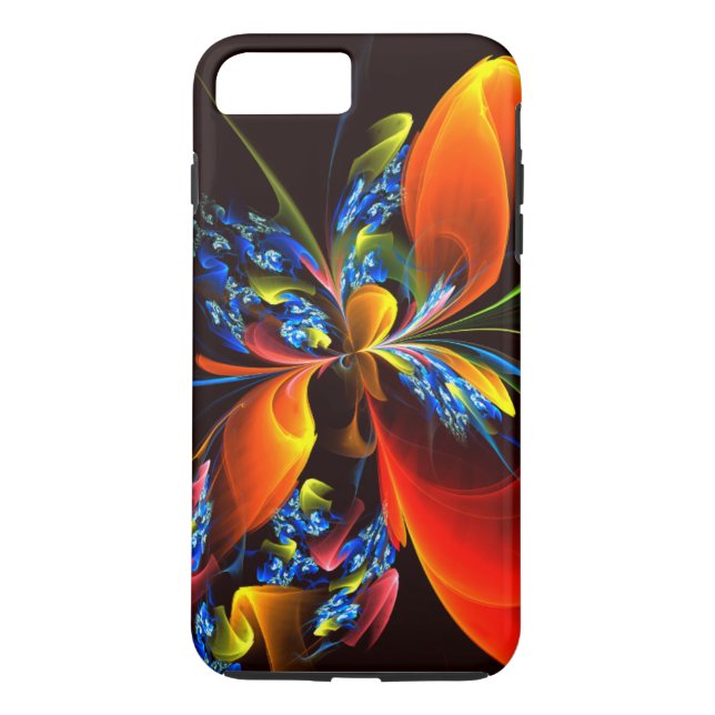 Coques Case-Mate iPhone Blue Orange Floral Moderne Art Abstrait Motif #03 (Dos)