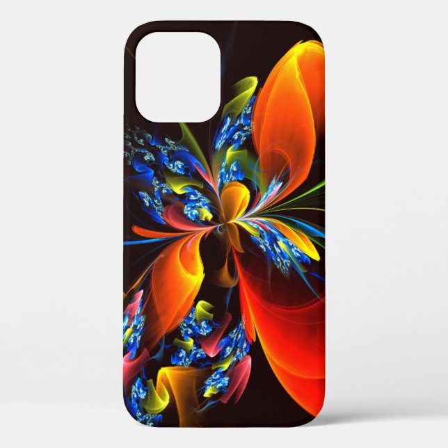 Coques Case-Mate iPhone Blue Orange Floral Moderne Art Abstrait Motif #03 (Verso)