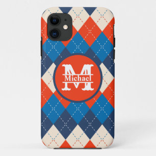 Case-Mate iPhone Case Blue Orange White Preppy Jacquard sportif Personna