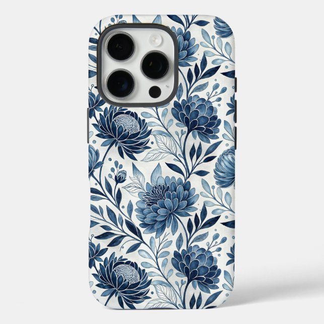 Coques Case-Mate iPhone Blue Peony Garden Watercolor (Verso)
