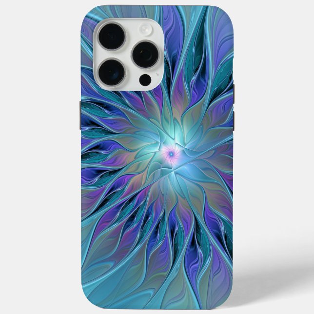 Coques Case-Mate iPhone Blue Purple Flower Dream Abstrait Fractal Art (Verso)