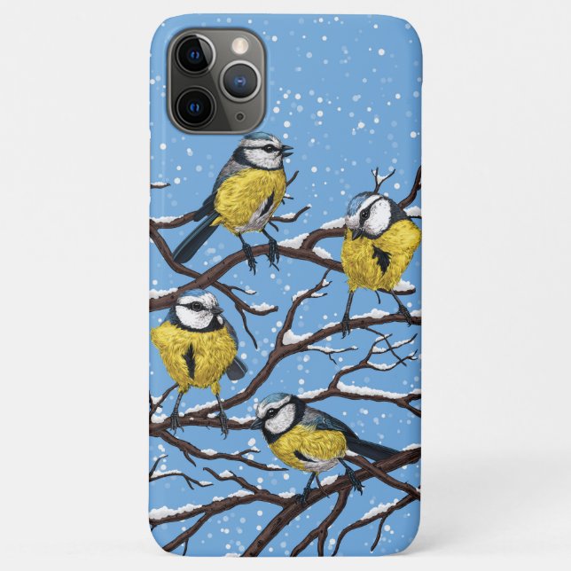 Coques Case-Mate iPhone Blue tit birds en hiver (Dos)