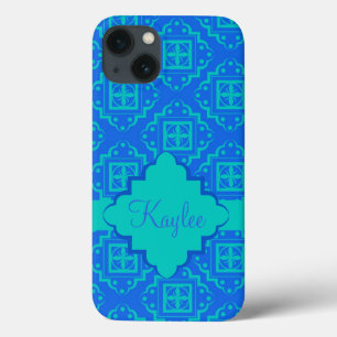 Coque Case-Mate iPhone Blue Turquoise Arabesque Nom marocain Personnalise