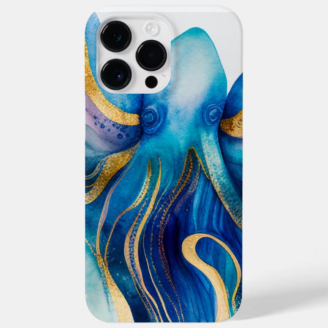Coques Case-Mate iPhone Blue Turquoise Gold Octopus Coque-Mate iPhone 14 P (Verso)