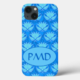 Etui iPhone Case-Mate Blue Turquoise moderne Damask Monogramme personnal