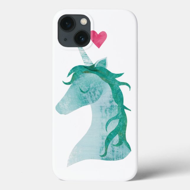 Coques Case-Mate iPhone Blue Unicorn Magic with Heart (Verso)