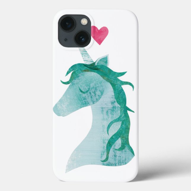 Coques Case-Mate iPhone Blue Unicorn Magic with Heart (Verso)