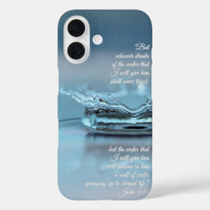 Coque Pour iPhone 16 Blue Water La vie n'a jamais soif Bible Verse John