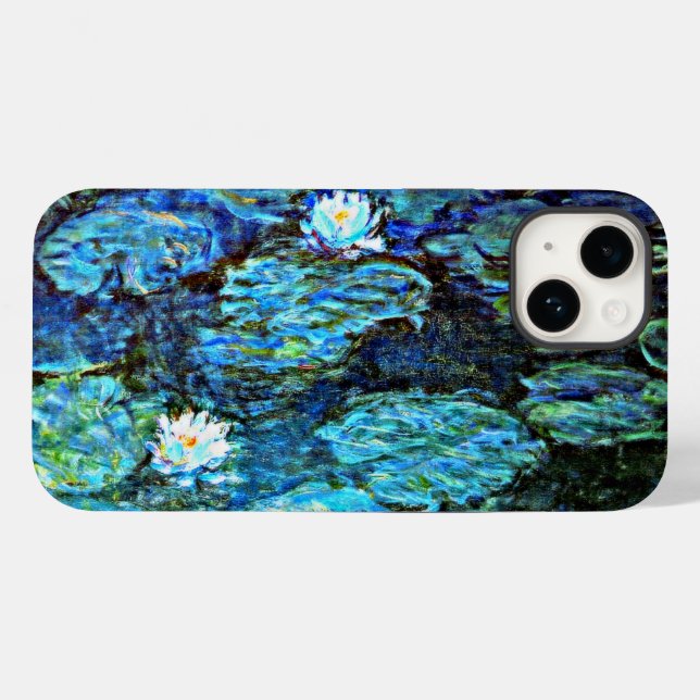 Coques Case-Mate iPhone Blue Water-Lys, peinture d'art, (Verso (horizontal))