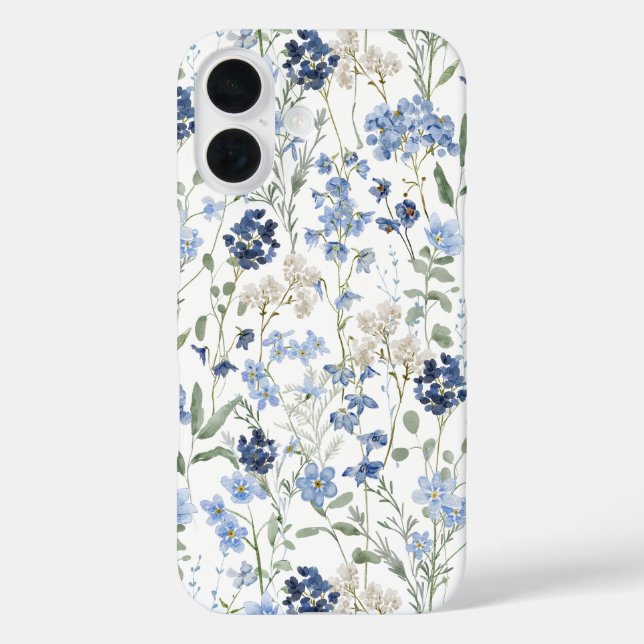 Coques Case-Mate iPhone Blue Watercolor Wildflower (Verso)