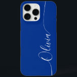 Coque iPhone 16 Pro Max Blue White Elegant Calligraphie Nom du script<br><div class="desc">Blue White Elegant Calligraphy Script Custom Personnalisé Nom iPhone 16 Pro Max Smart Phone Boîtes dispose d'un design moderne et tendance simple et élégant avec votre nom personnalisé dans élégante calligraphie manuscrite typographie sur un arrière - plan bleu. Conçu par ©Evco Studio www.zazzle.com/store/evcostudio</div>