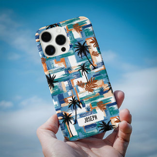 Coque iPhone 16 Pro Blue White moderne Hawaii Island Tropical Custom