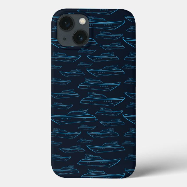 Coques Case-Mate iPhone Blue Yacht Pattern (Verso)