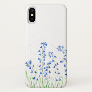 Case-Mate iPhone Case Bluebells bleu floral rustique aquarelle bois