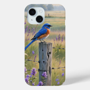 Coque Case-Mate iPhone Bluebird Sur Un Poste De Clôture