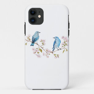 Coques Pour iPhone Bluebirds de montagne sur la branche Sakura