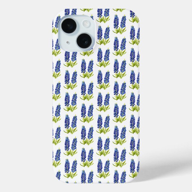 Coques Case-Mate iPhone Bluebonnets Texas Blue Flowers Aquarelle (Verso)