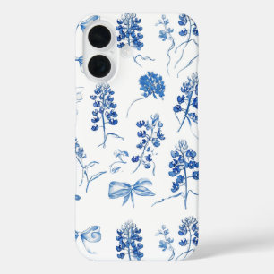 Coque Pour iPhone 16 Bluebonnets Texas Floral Blue Bow Motif